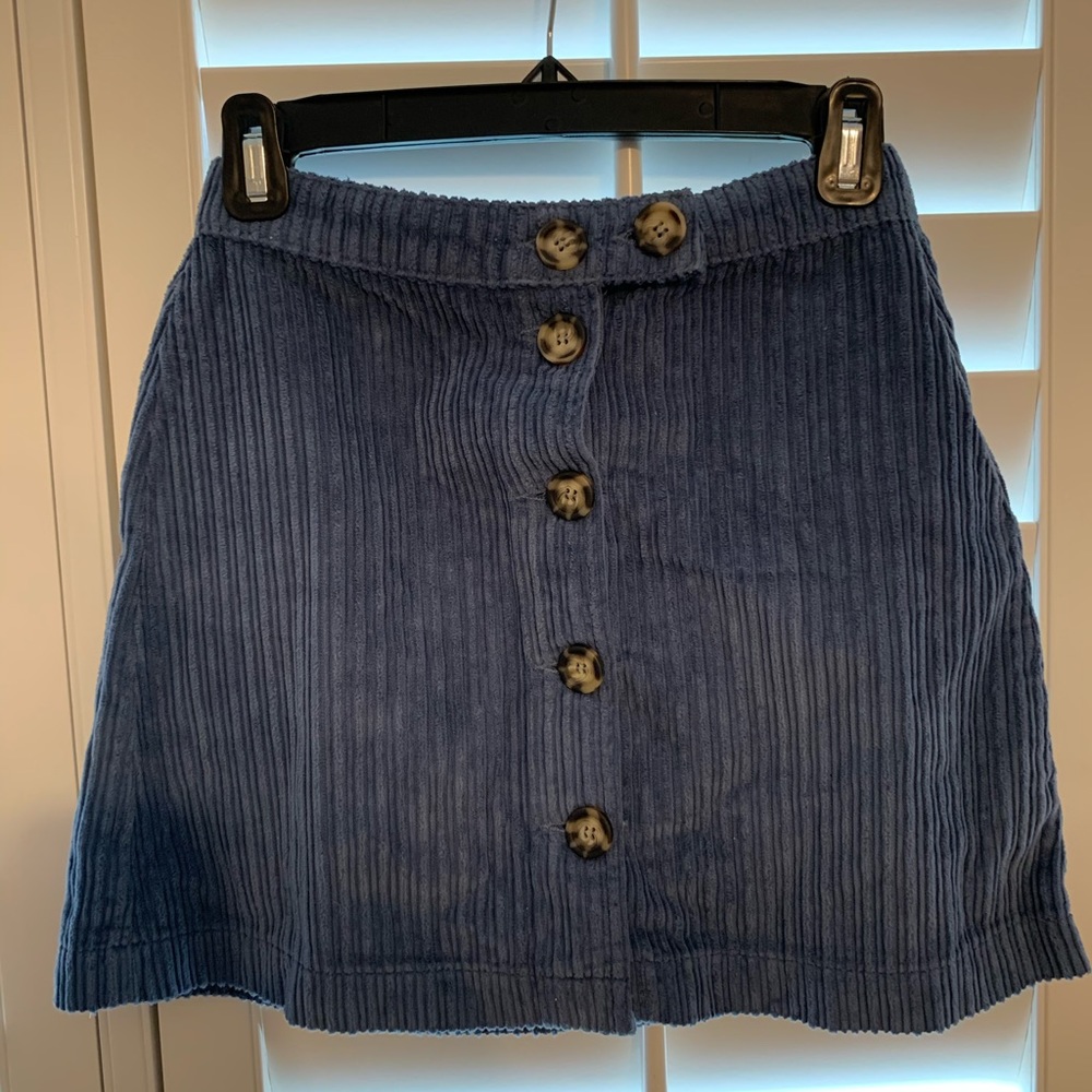 BRAND NEW urban blue corduroy skirt w/ buttons